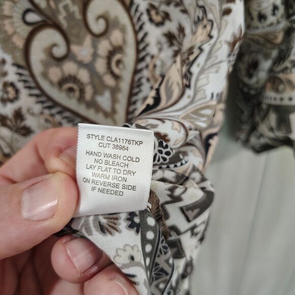 Valerie Stevens Sheer Multicolor Pullover Long Sleeve Blouse Elastic Sleeve PM - Picture 6 of 8